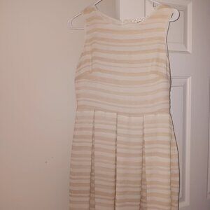 Beige and Ecru striped layered dress